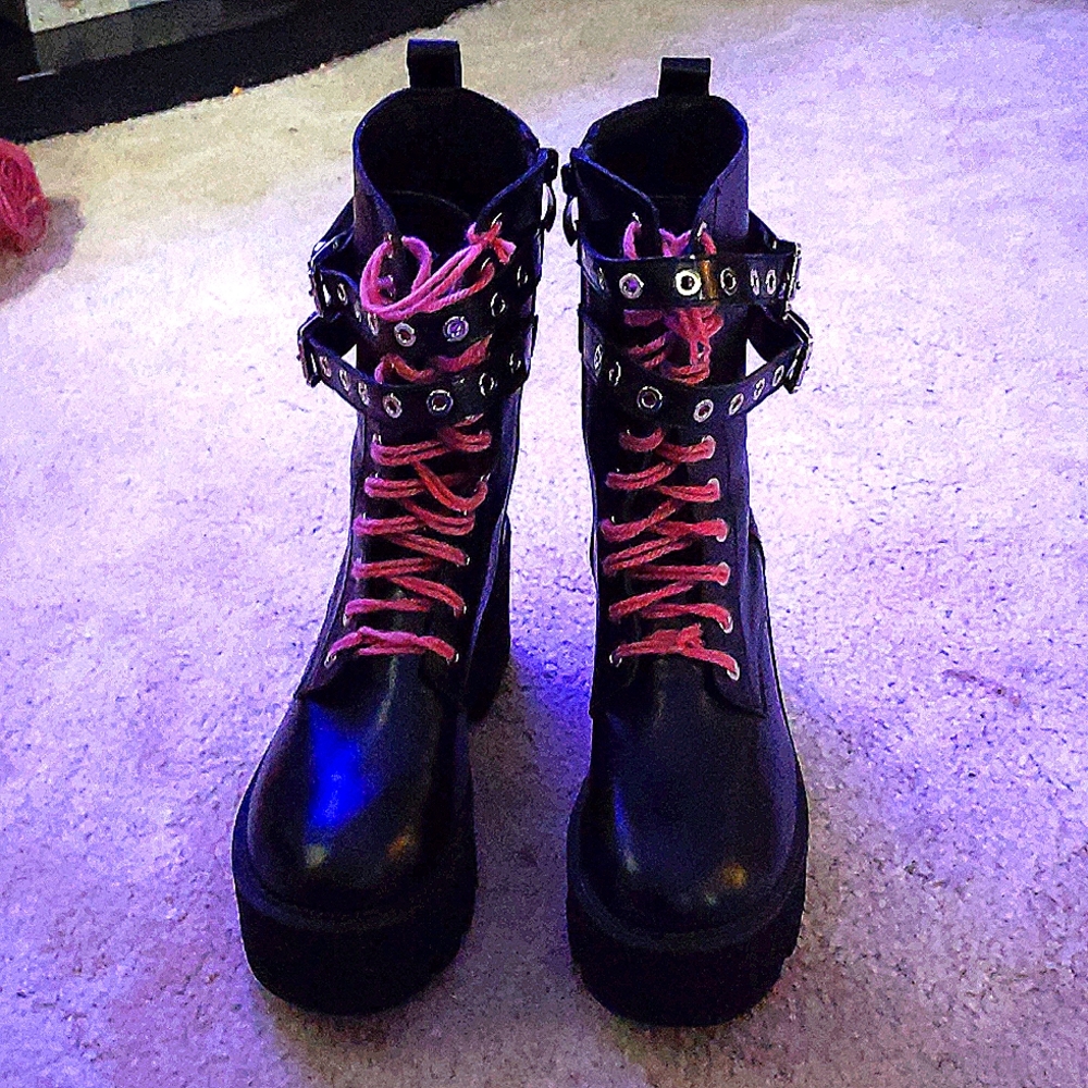 Chunky heel platform boots